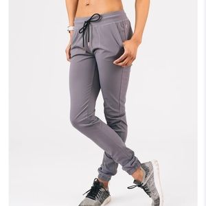 Zyia Dark Gray Peak Zipper Joggers